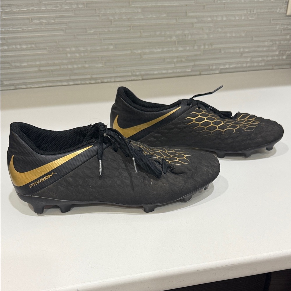 Nike Hypervenom Black and Gold Men's Athletic Shoes